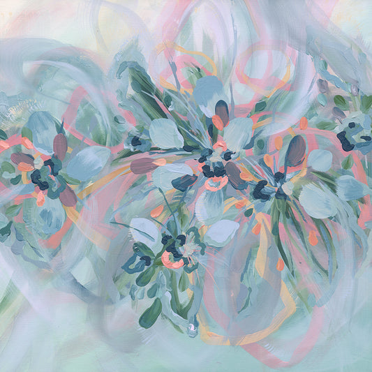 Peach Ribbons & Swirls Print
